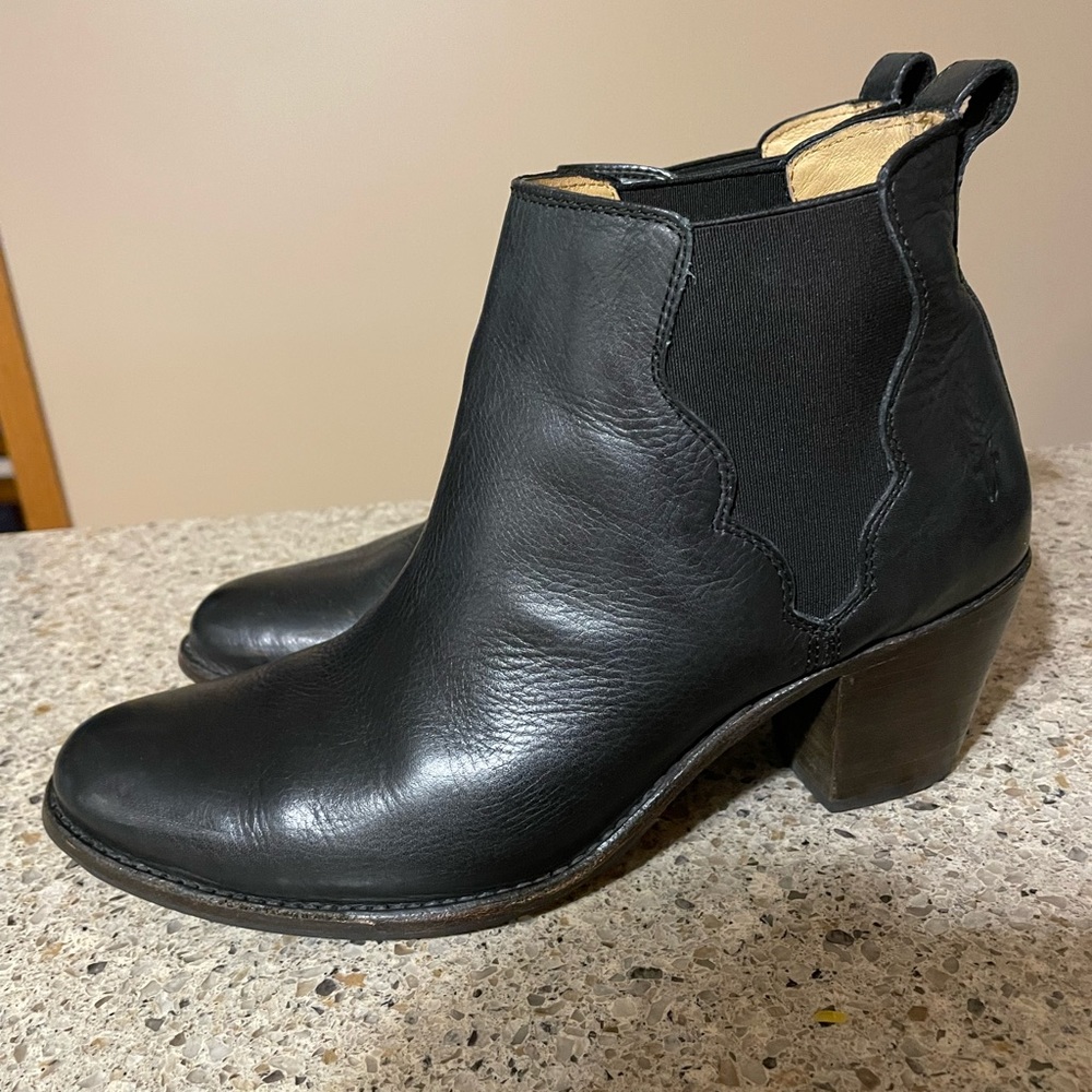 Frye black slip on booties size 9 1/2
